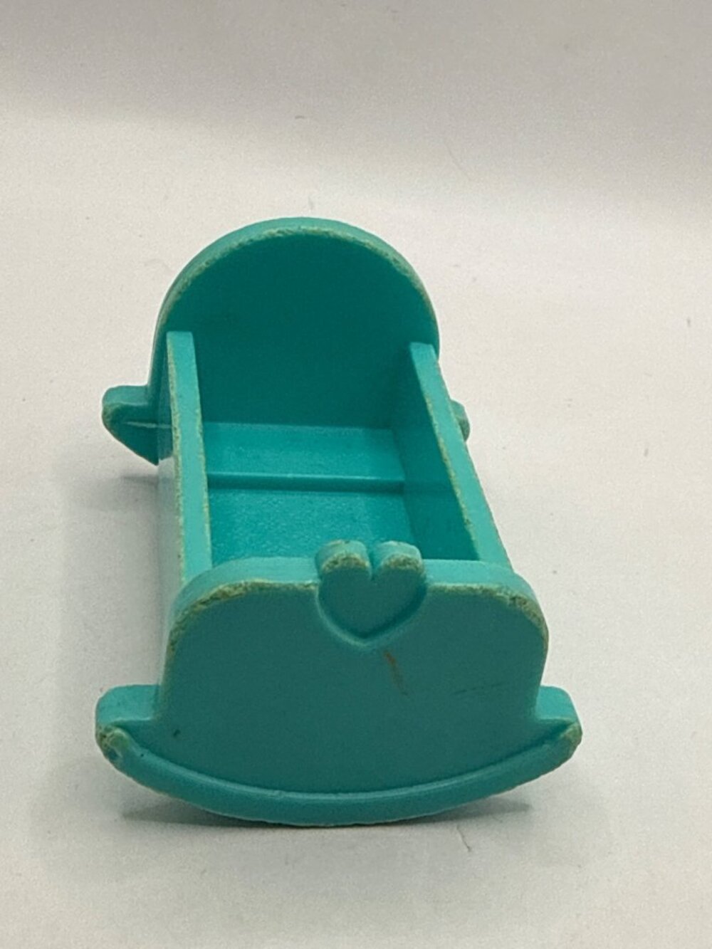 Vtg 1972 Fisher Price Little People Turquoise Nursery Cradle Heart Rocker #761